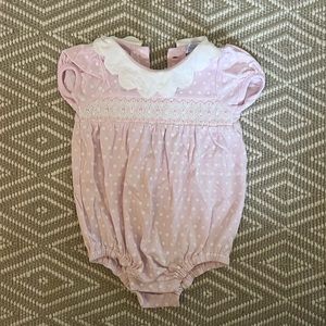 Nella Pima -  Pink Polka Dots Smocked Baby Bubble (6-9 months)